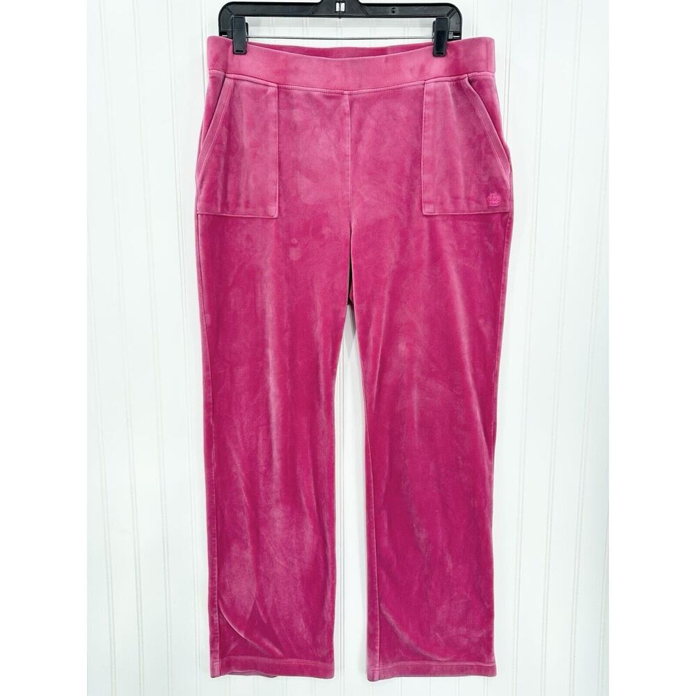 Juicy Couture Velour Pants XL Pink Wide Leg Pull On Lounge Y2K Barbie Girly